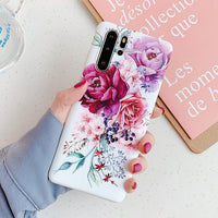 Capa de Huawei com Rosas Rosa e Roxas